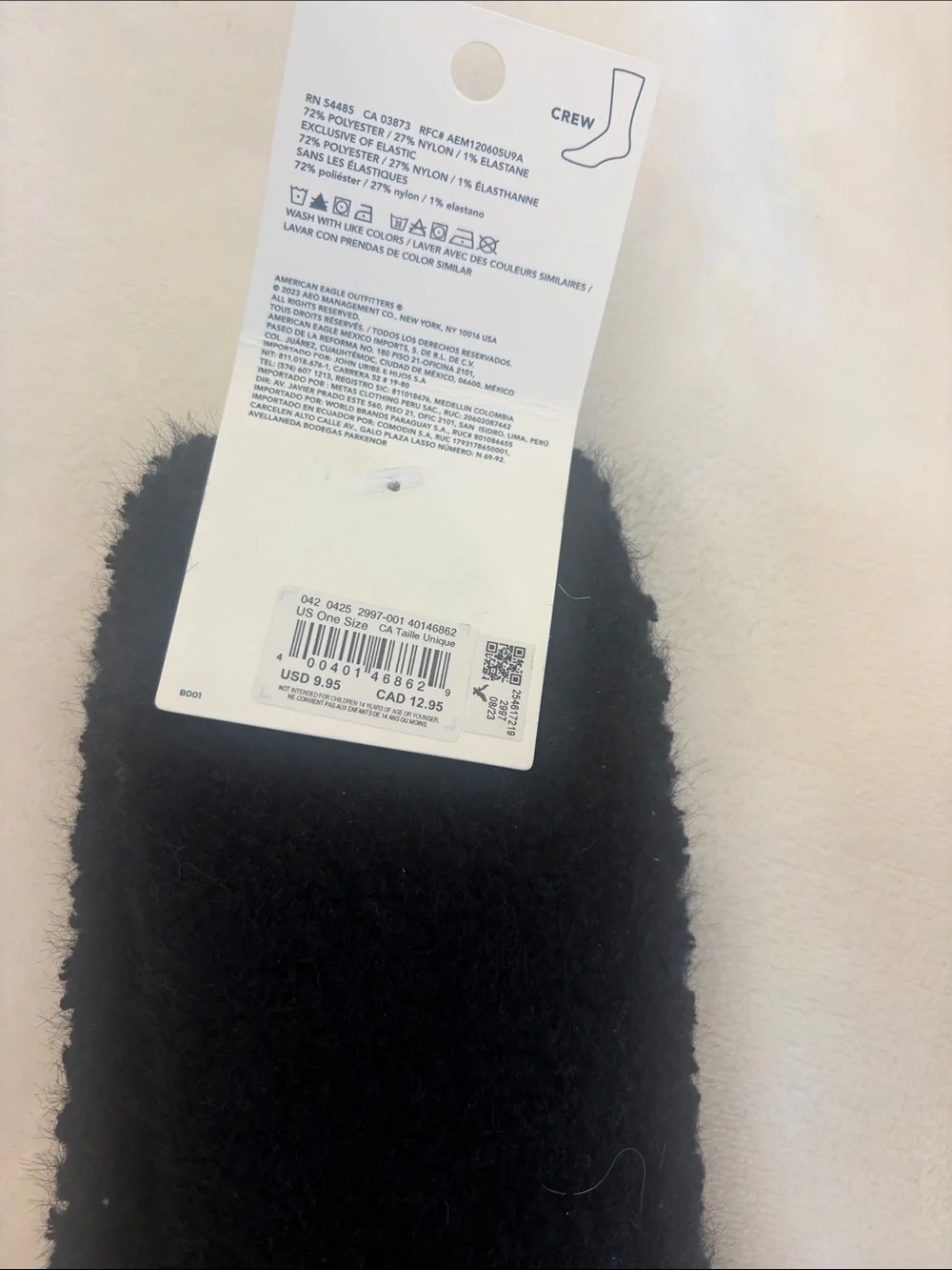 American Eagle Outfitters Black Cozy Plush Crew Socks